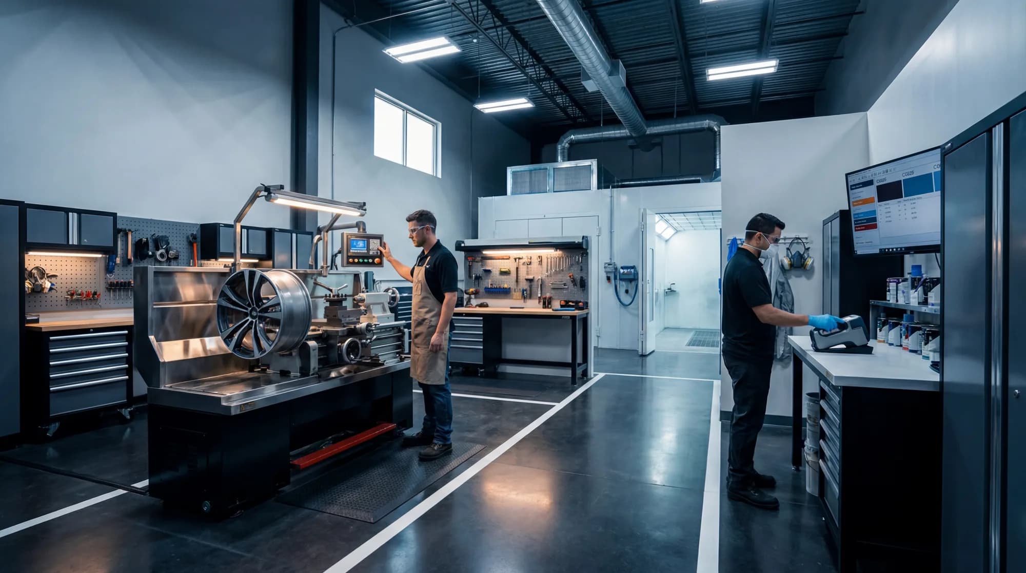Modern PWR workshop with professional refinishing and colour-matching stations